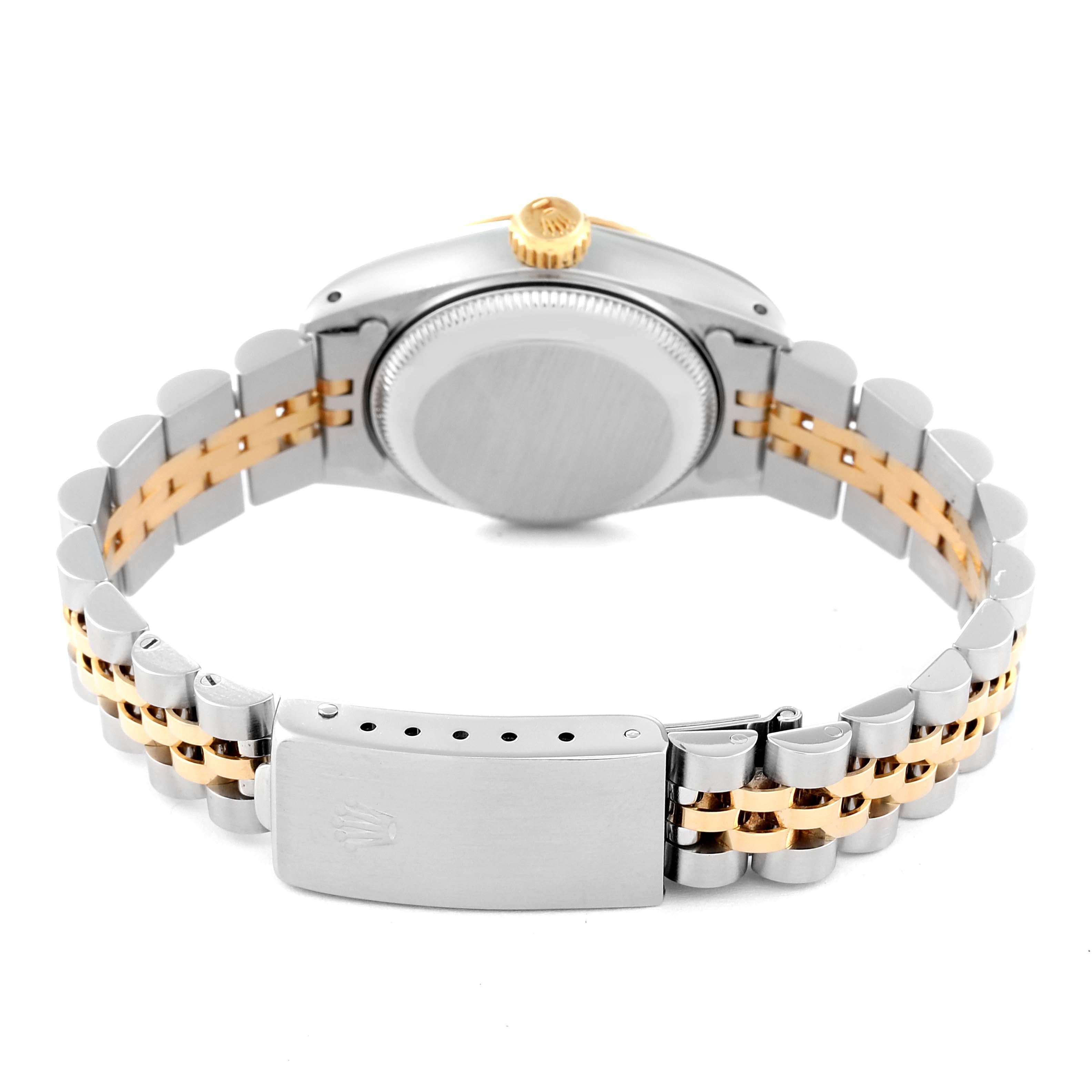 Rolex Montre Datejust en acier et or jaune avec cadran en diamants, pour femmes 69173 en vente 3