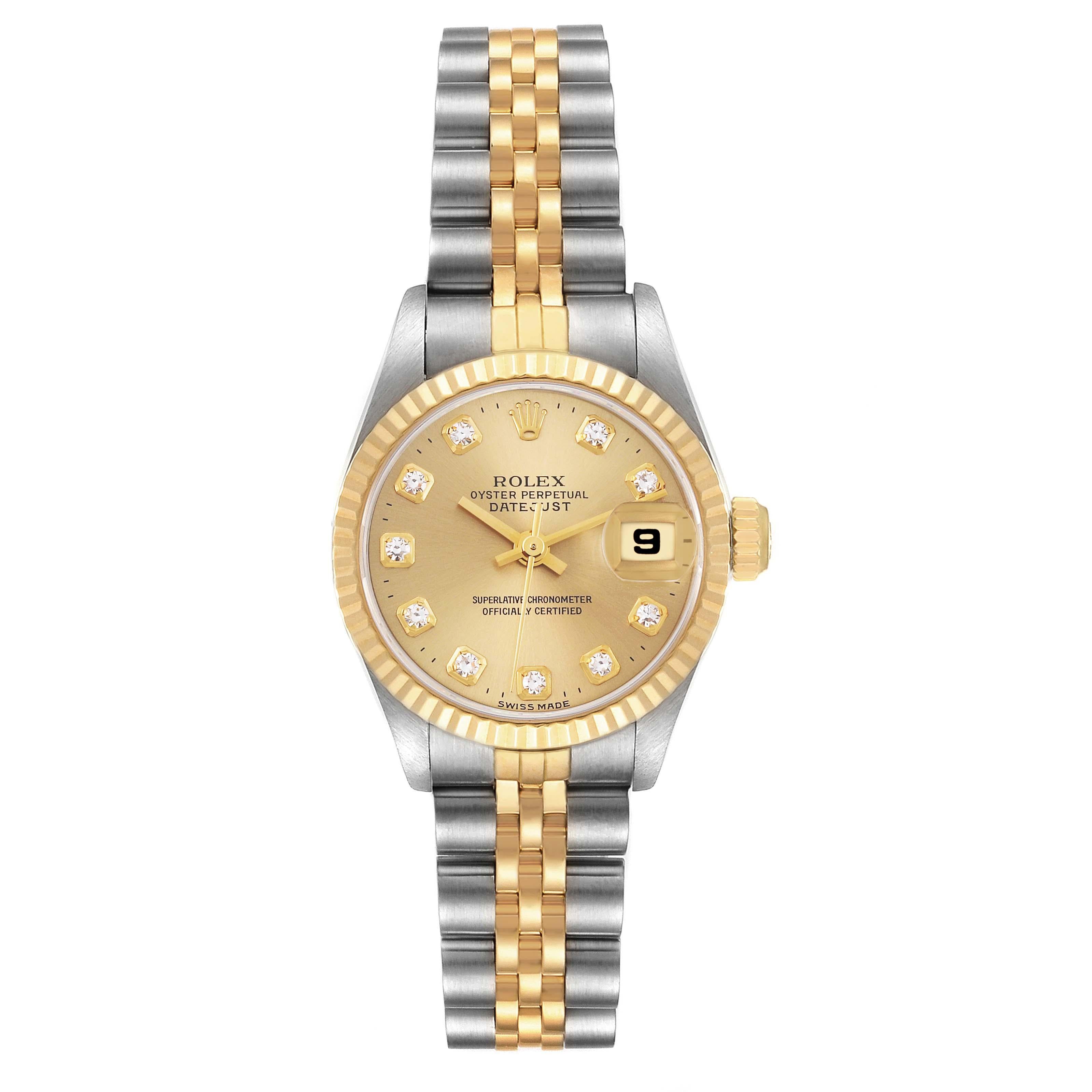 Rolex Datejust Diamond Dial Steel Yellow Gold Ladies Watch 69173 For Sale 3