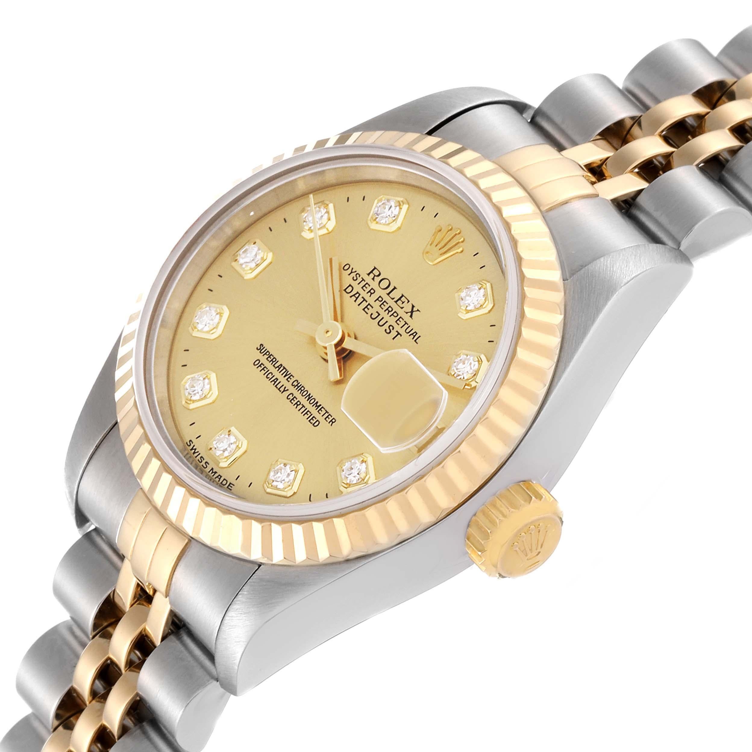 Rolex Datejust Diamond Dial Steel Yellow Gold Ladies Watch 69173 For Sale 3
