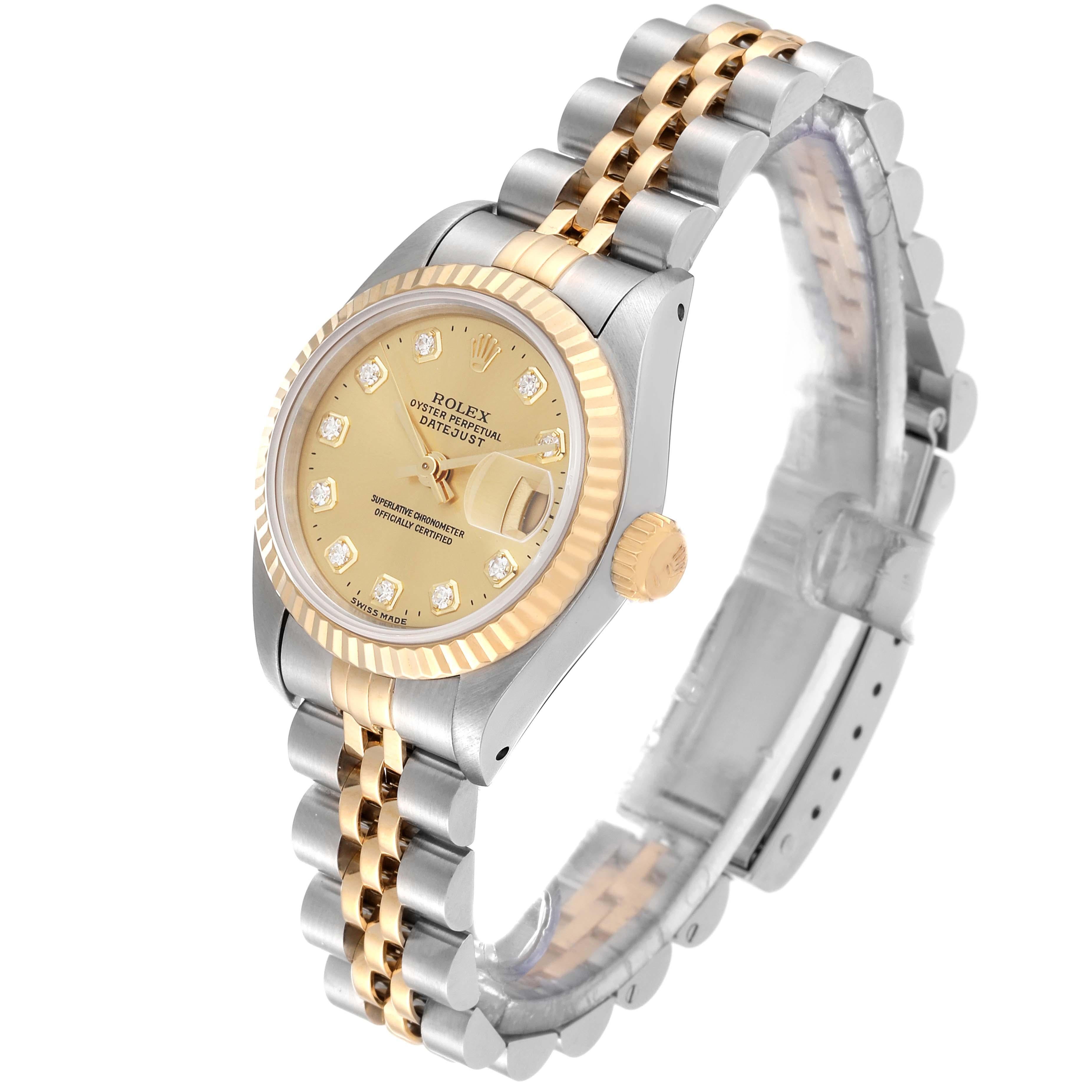 Rolex Datejust Diamond Dial Steel Yellow Gold Ladies Watch 69173 4