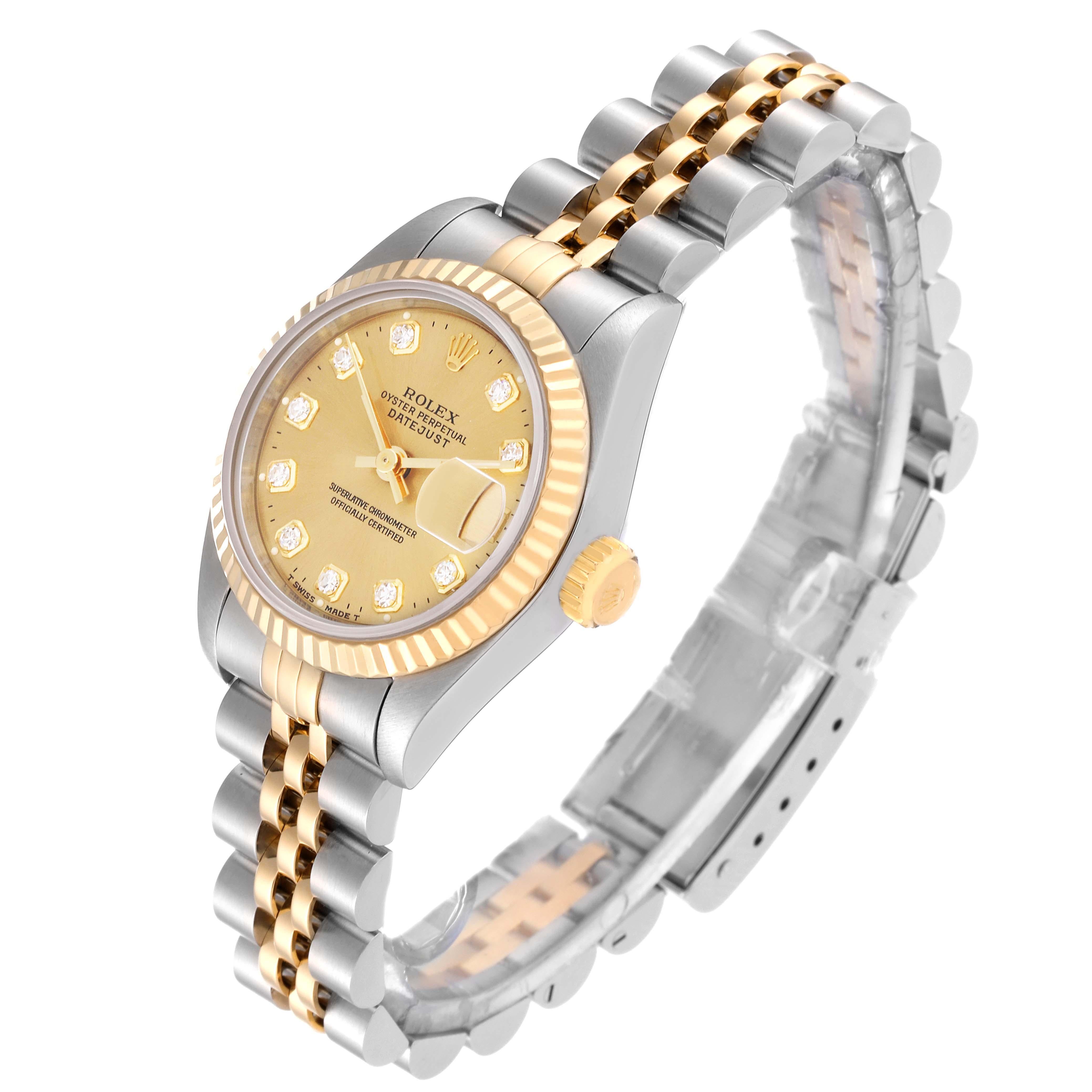 Rolex Datejust Diamond Dial Steel Yellow Gold Ladies Watch 69173 For Sale 5