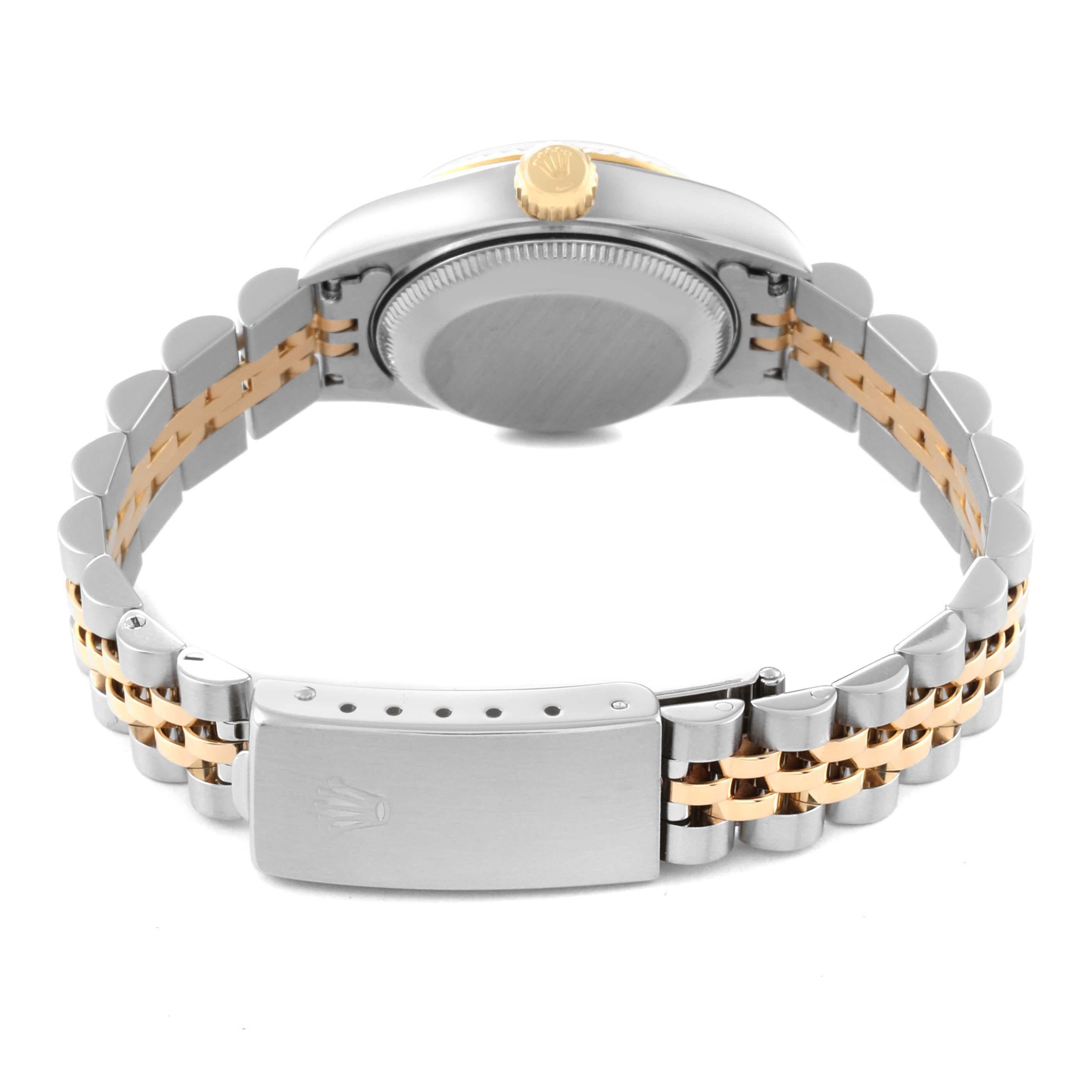 Rolex Montre Datejust en acier et or jaune avec cadran en diamants, pour femmes 69173 en vente 5
