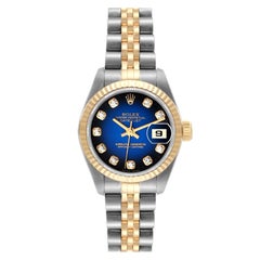 Rolex Montre Datejust en acier et or jaune avec cadran en diamants, pour femmes 69173