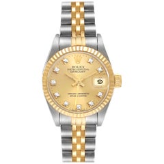 Rolex Datejust Diamond Dial Steel Yellow Gold Ladies Watch 69173