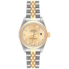 Rolex Datejust Diamond Dial Steel Yellow Gold Ladies Watch 69173
