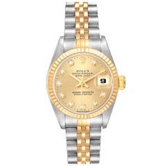 Rolex Datejust Diamond Dial Steel Yellow Gold Ladies Watch 69173