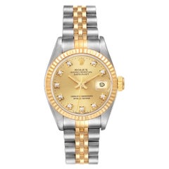 Rolex Datejust Diamond Dial Steel Yellow Gold Ladies Watch 69173