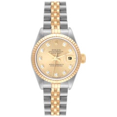Rolex Datejust Diamond Dial Steel Yellow Gold Ladies Watch 69173