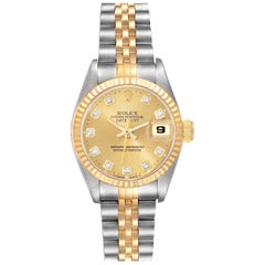 Rolex Datejust Diamond Dial Steel Yellow Gold Ladies Watch 69173