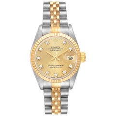Rolex Datejust Diamond Dial Steel Yellow Gold Ladies Watch 69173