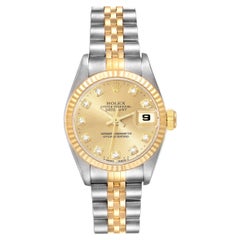 Rolex Datejust Diamond Dial Steel Yellow Gold Ladies Watch 69173