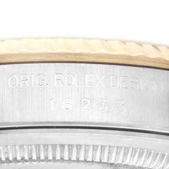 Rolex Datejust Diamond Dial Steel Yellow Gold Mens Watch 16233 Box Papers
