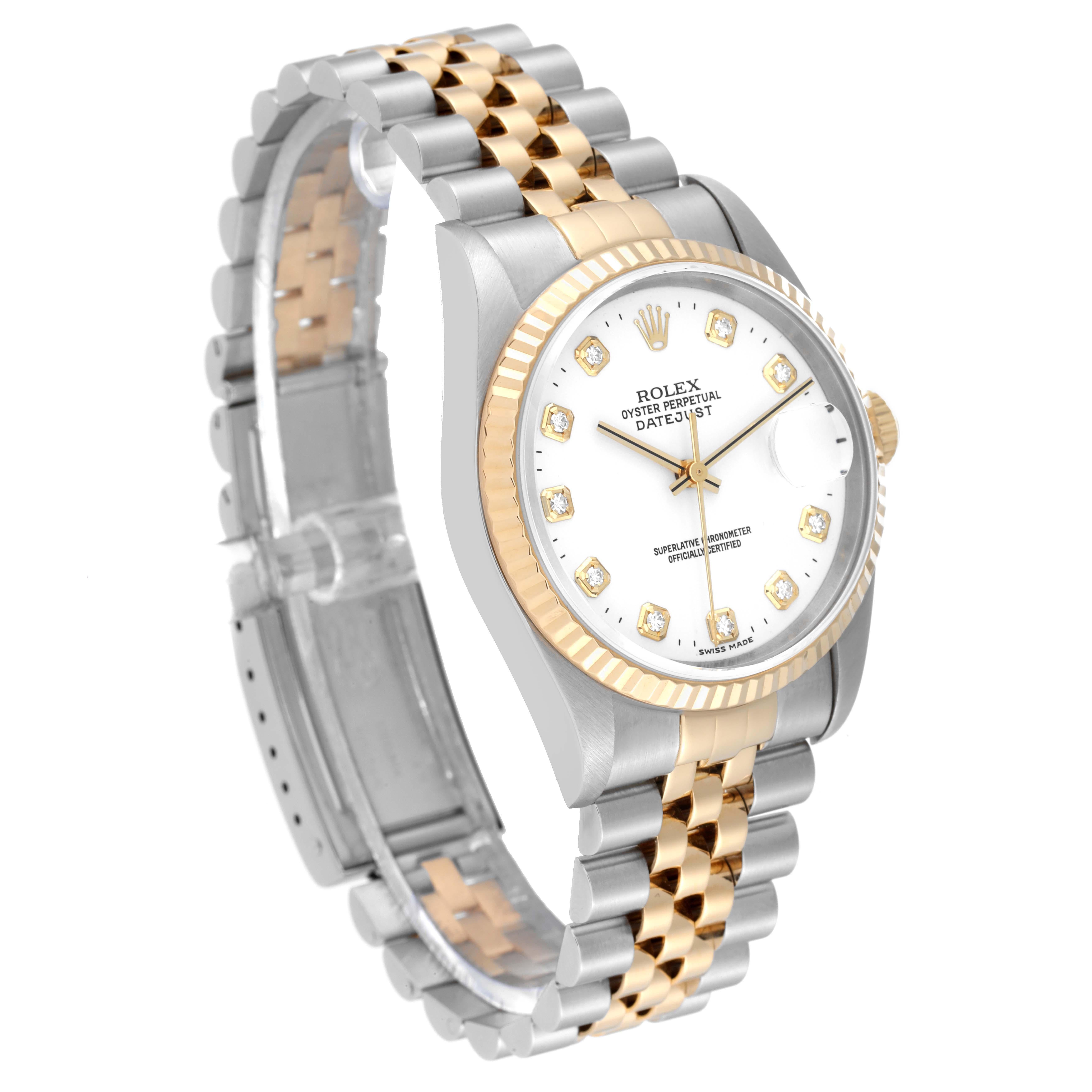 Rolex Datejust Diamant Zifferblatt Stahl Gelbgold Herrenuhr 16233 Box Papiere im Zustand „Gut“ in Atlanta, GA