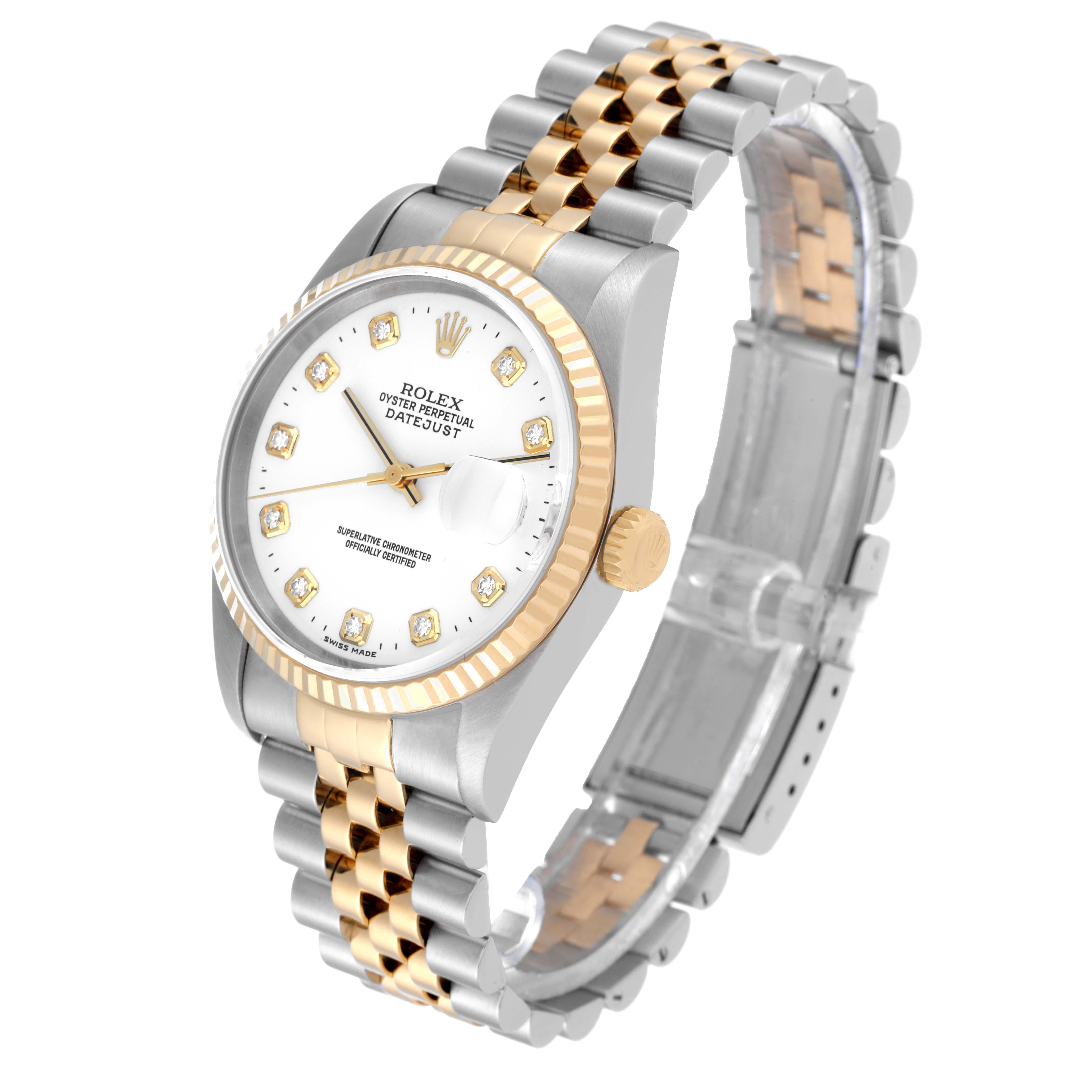 Rolex Datejust Diamant Zifferblatt Stahl Gelbgold Herrenuhr 16233 Box Papiere 1