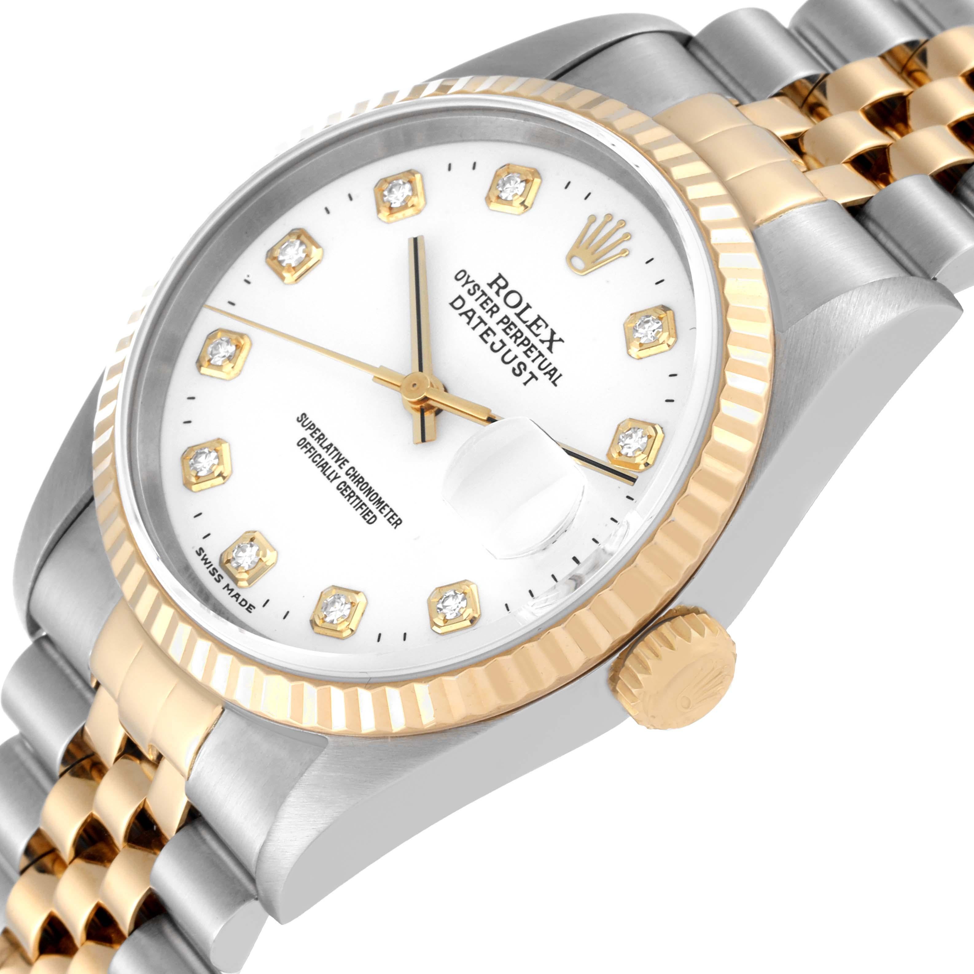 Rolex Datejust Diamant Zifferblatt Stahl Gelbgold Herrenuhr 16233 Box Papiere 2