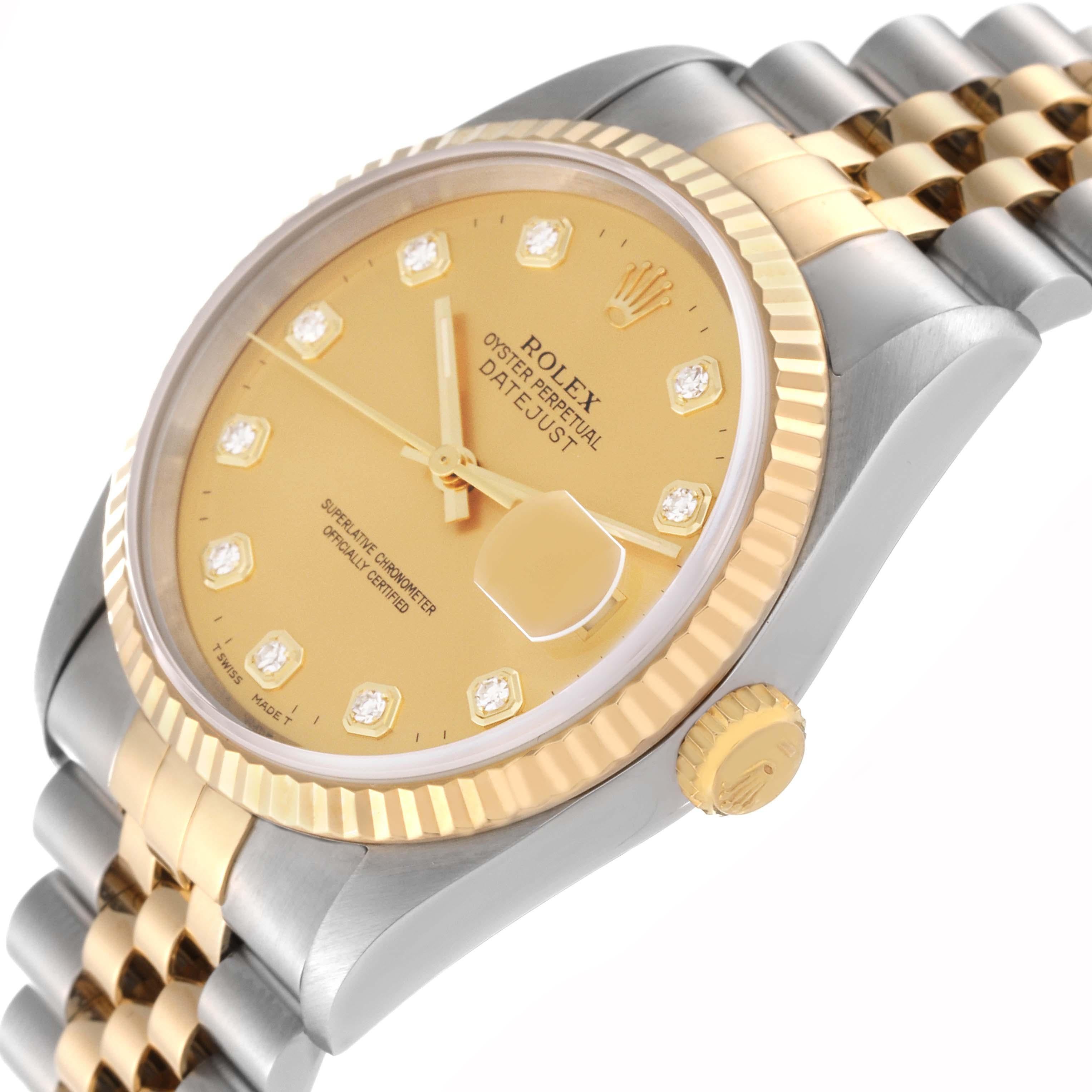 Rolex Datejust Diamant Zifferblatt Stahl Gelbgold Herrenuhr 16233 Box Papiere 4