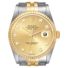 Rolex Datejust Diamant Zifferblatt Stahl Gelbgold Herrenuhr 16233 Box Papiere