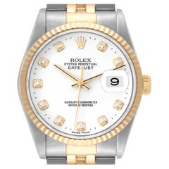 Rolex Datejust Diamant Zifferblatt Stahl Gelbgold Herrenuhr 16233 Box Papiere