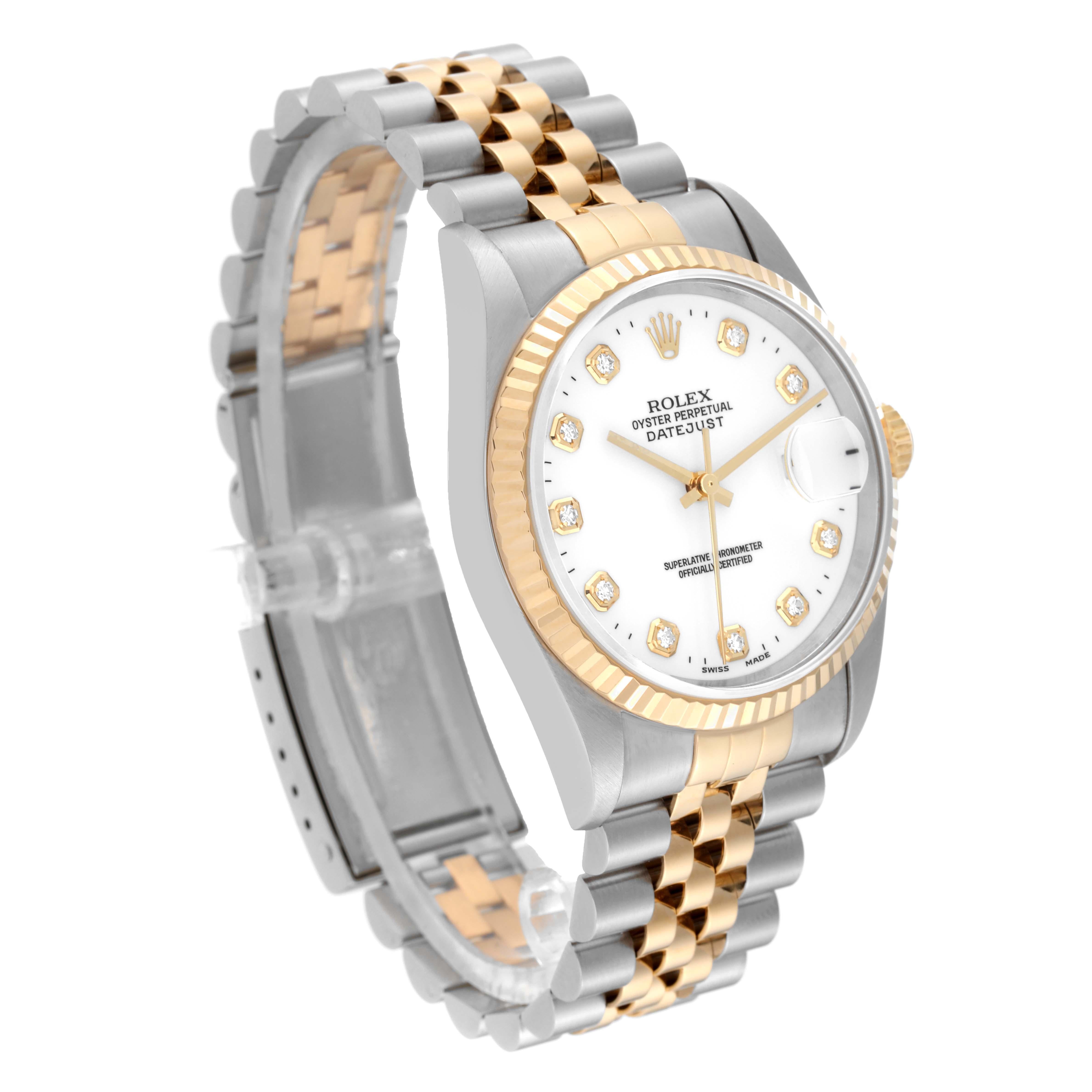 Rolex Datejust Diamond Dial Steel Yellow Gold Mens Watch 16233 7