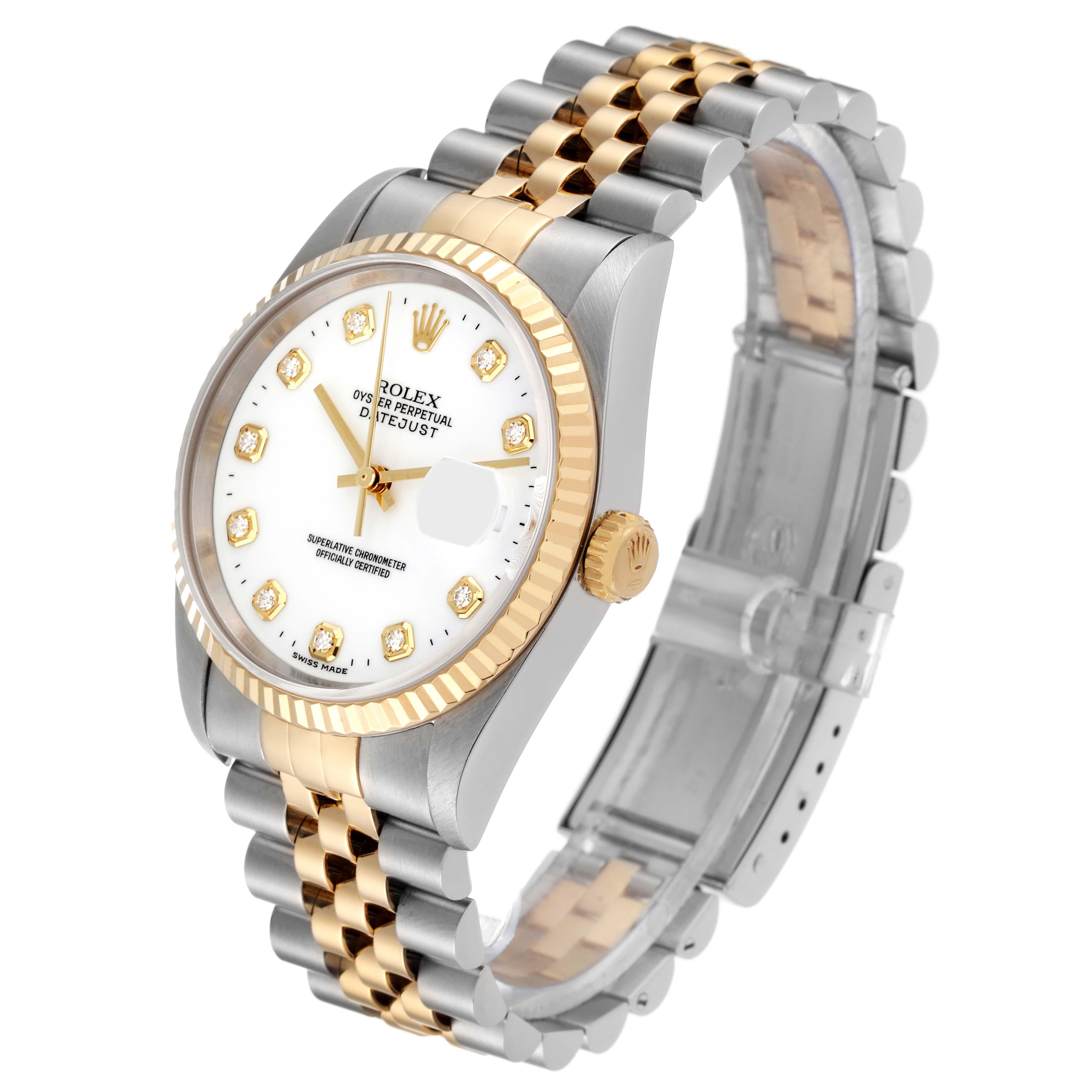 Men's Rolex Datejust Diamond Dial Steel Yellow Gold Mens Watch 16233