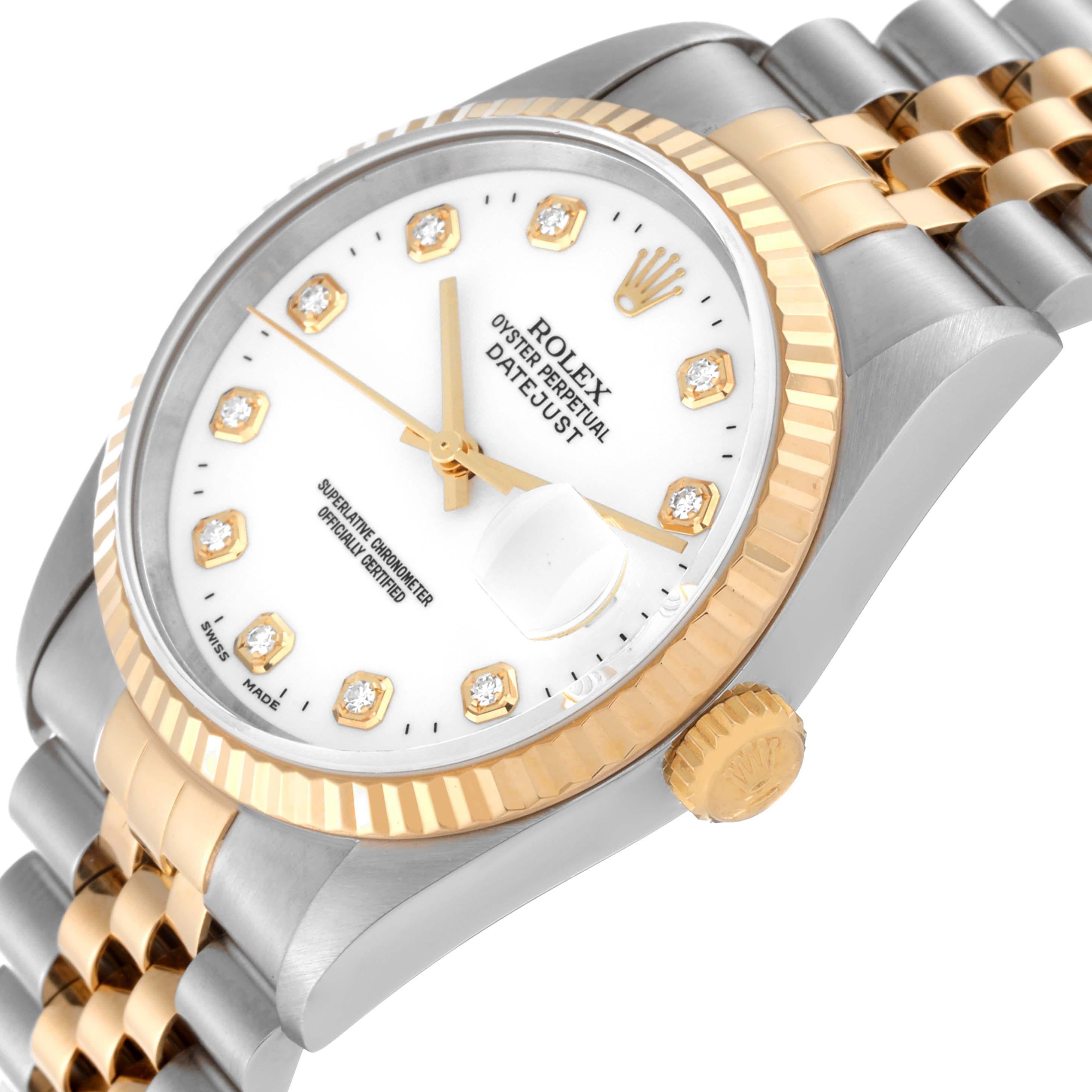  Rolex Datejust Diamond Dial Steel Yellow Gold Mens Watch 16233 Pour hommes 
