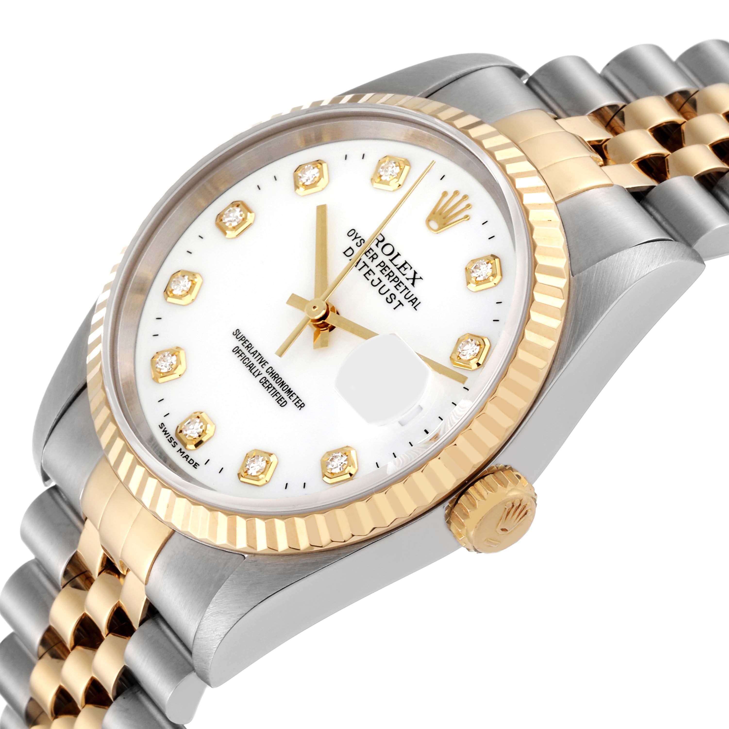 Rolex Datejust Diamond Dial Steel Yellow Gold Mens Watch 16233 1