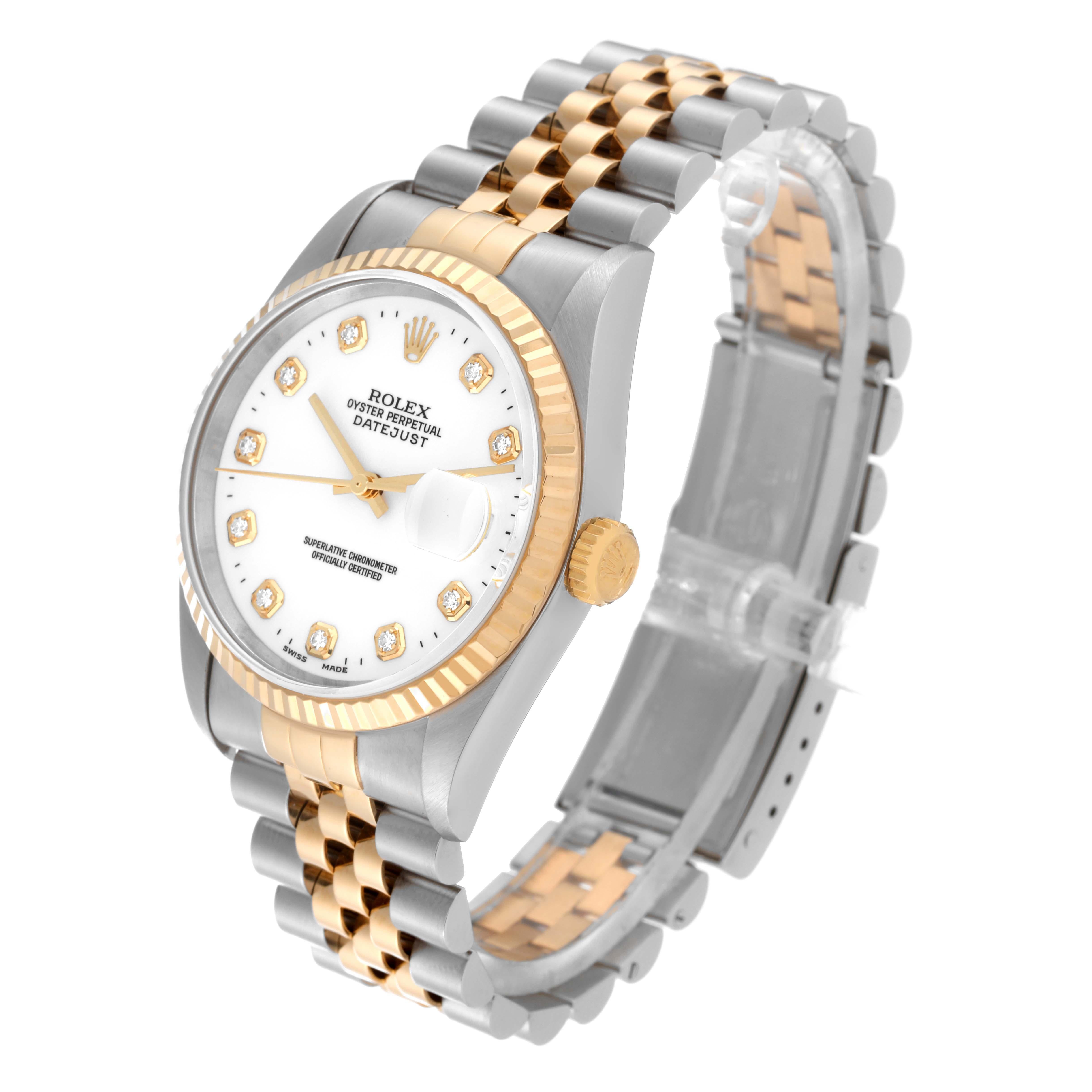 Rolex Datejust Diamond Dial Steel Yellow Gold Mens Watch 16233 For Sale 3