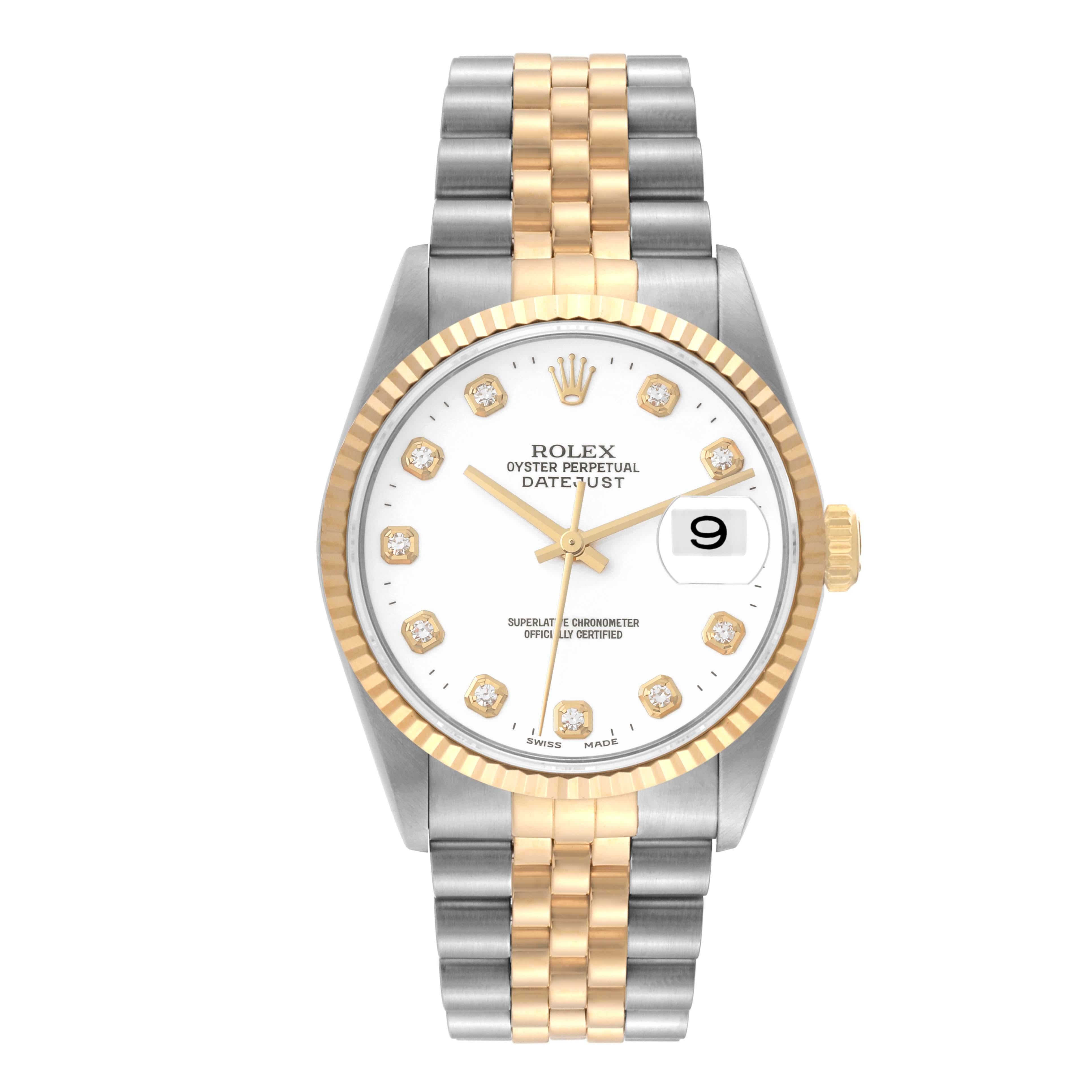 Rolex Datejust Diamond Dial Steel Yellow Gold Mens Watch 16233 4