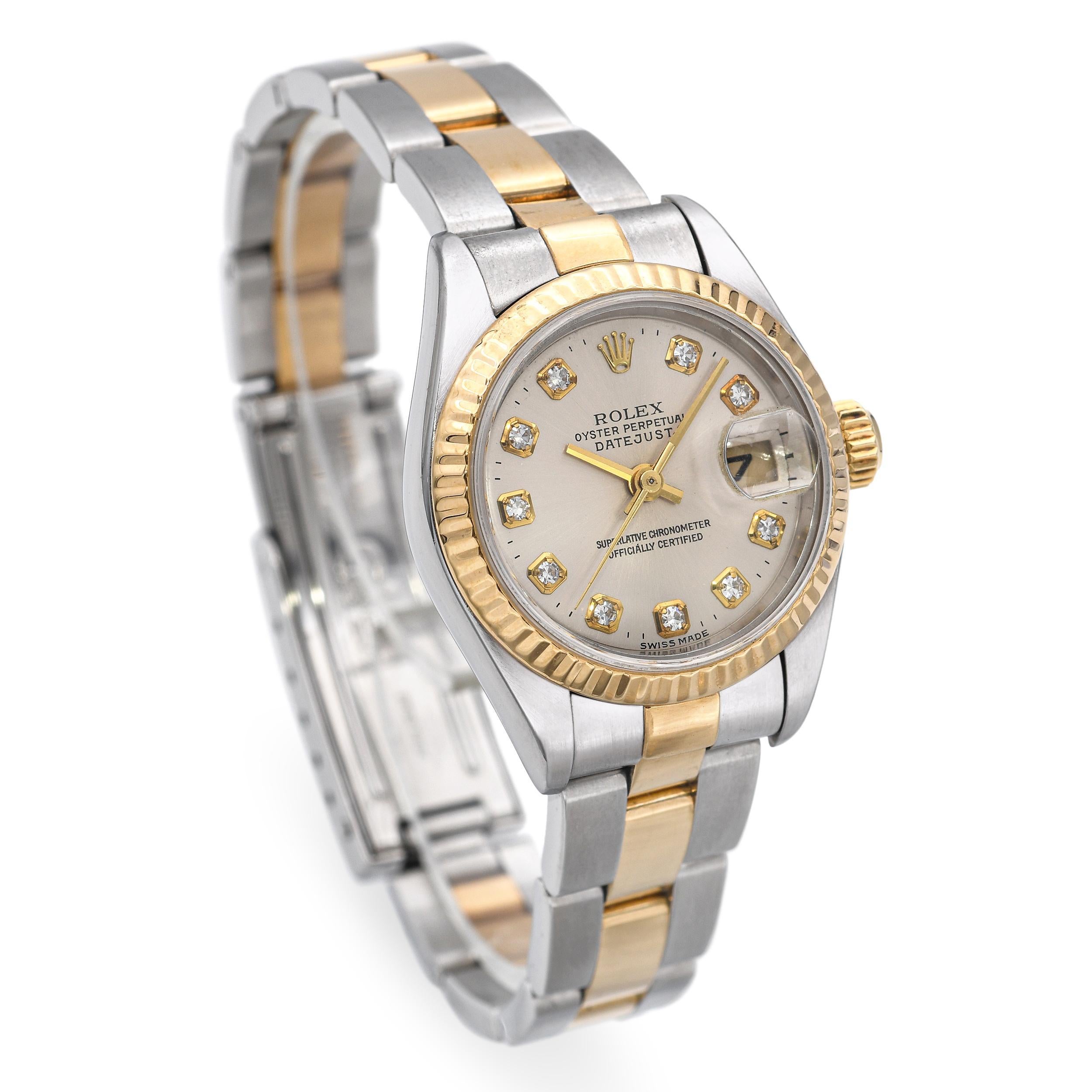 Reloj Rolex Datejust Esfera Diamante Dos Tonos Automático Mujer Ref 79173 Corte brillante en venta