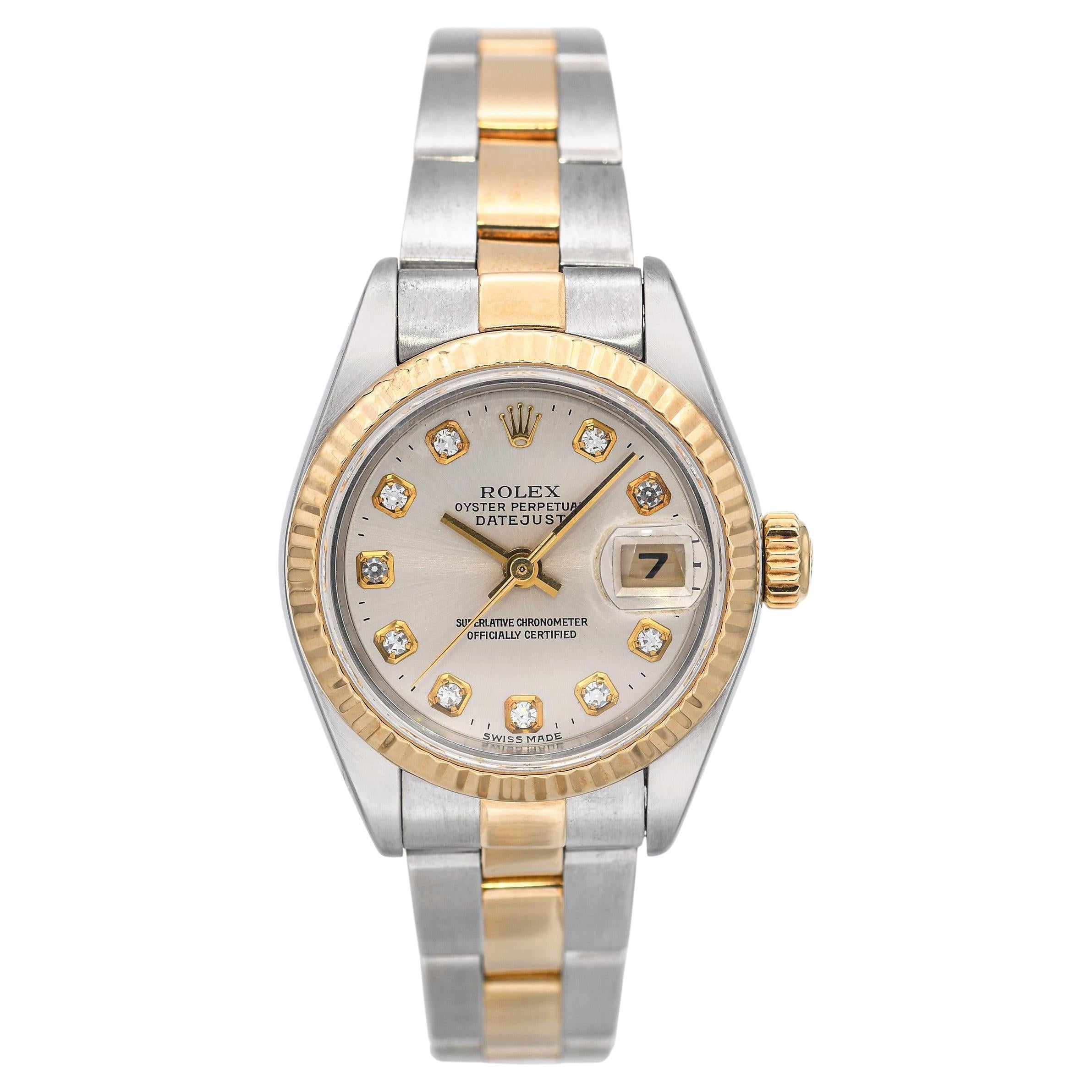 Reloj Rolex Datejust Esfera Diamante Dos Tonos Automático Mujer Ref 79173