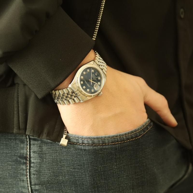 Rolex Datejust Diamond Men's Wristwatch 1600 Stainless Automatic AGI 1 Yr Wnty In Excellent Condition In Greensboro, NC
