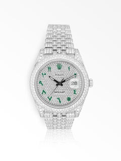 Rolex Datejust Diamond Set Oystersteel Green Arabic Numerals 126300 Wrist Watch