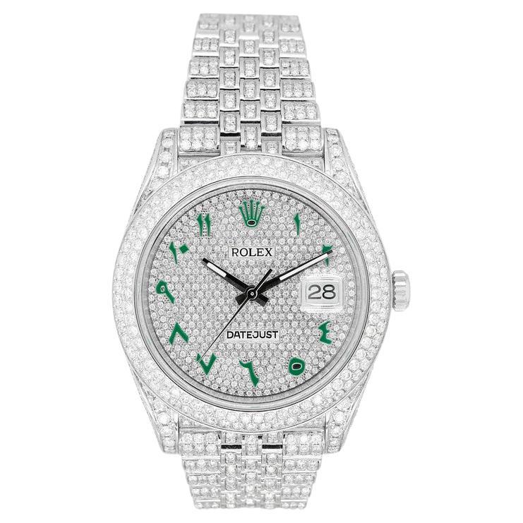 Rolex Datejust Diamond Set Oystersteel Green Arabic Numerals 126300 Wrist Watch For Sale