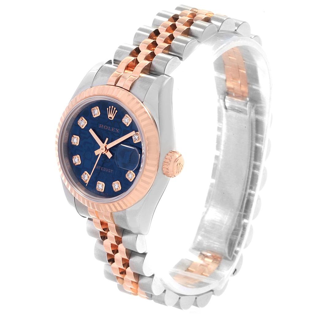 Rolex Datejust Eve Rose Gold Steel Blue Dial Diamond Ladies Watch 179171 For Sale 3