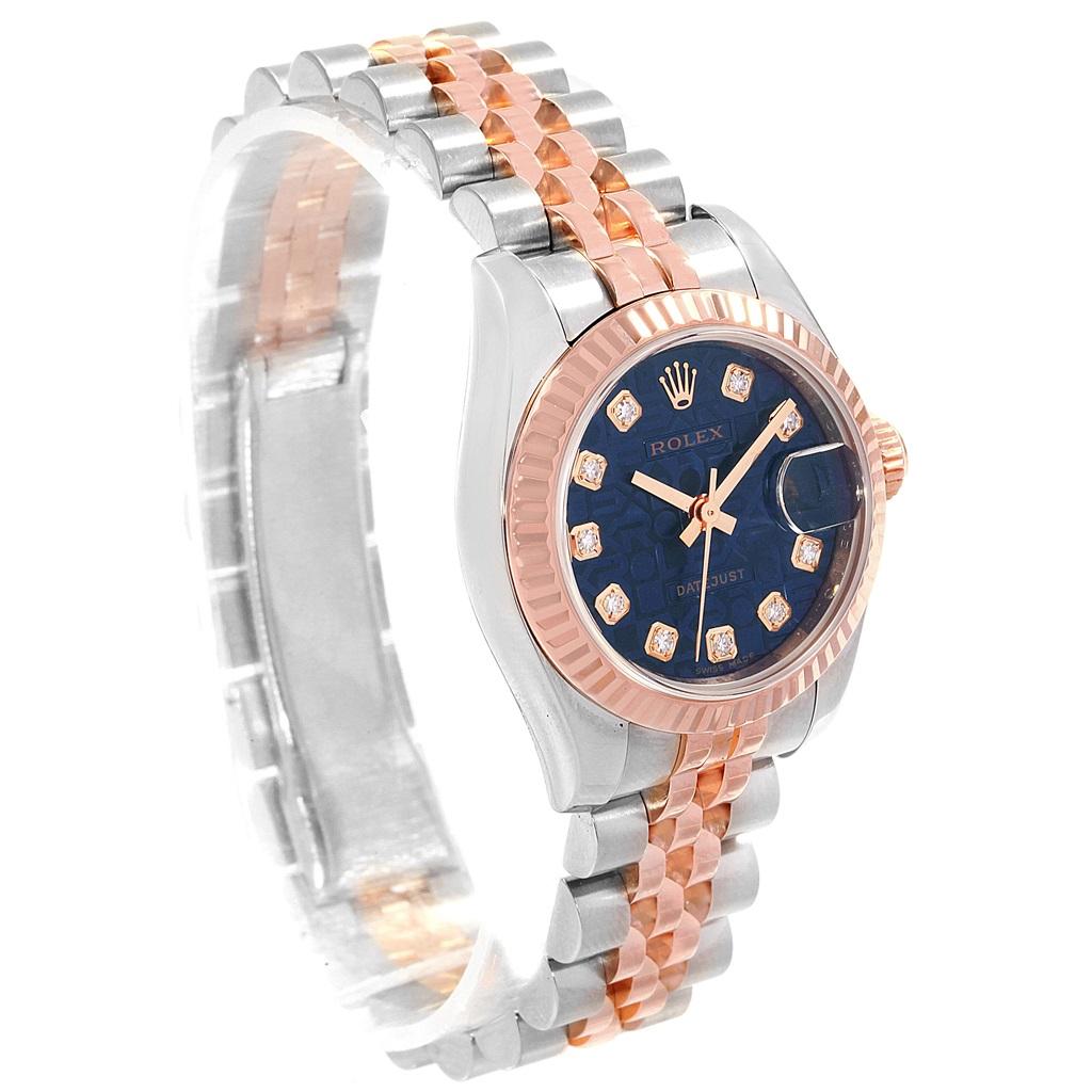 Rolex Datejust Eve Rose Gold Steel Blue Dial Diamond Ladies Watch 179171 For Sale 4