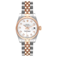 Rolex Datejust EveRose Gold Steel Diamond Ladies Watch 179171 Box Card
