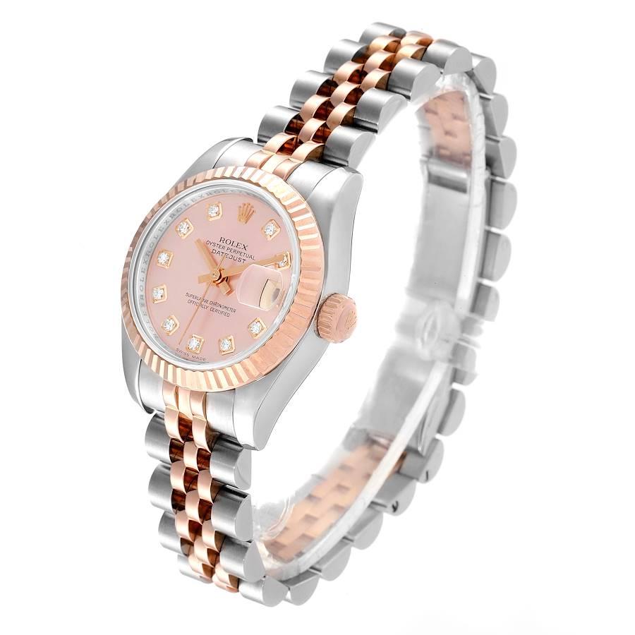 Women's Rolex Datejust Everose Gold Steel Diamond Ladies Watch 179171