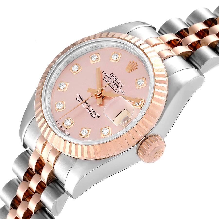Rolex Datejust Everose Gold Steel Diamond Ladies Watch 179171 1