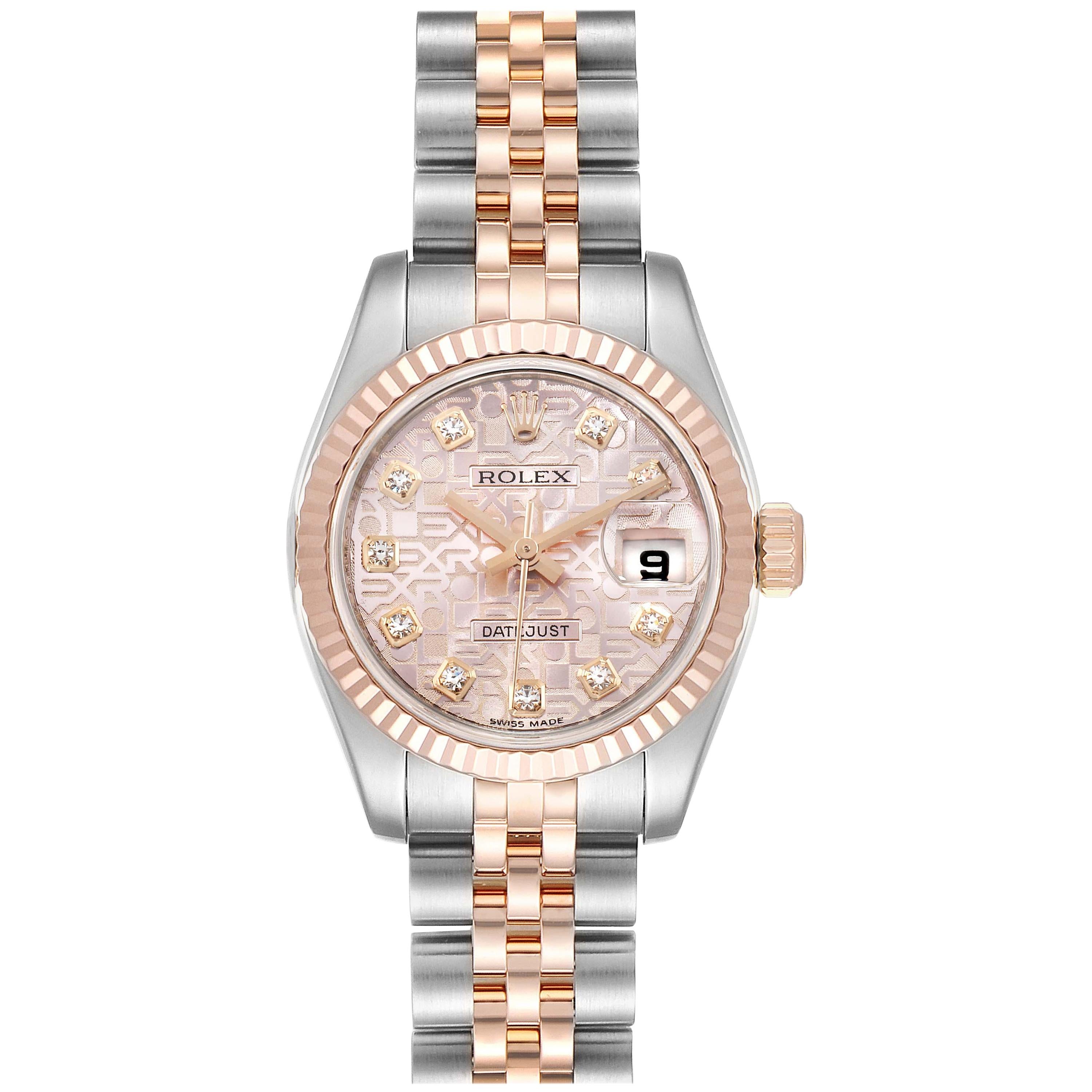 Rolex Datejust EveRose Gold Steel Diamond Ladies Watch 179171