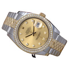Rolex Datejust Factory Champagner-Diamant-Zifferblatt-Uhr mit Diamant-Lünette