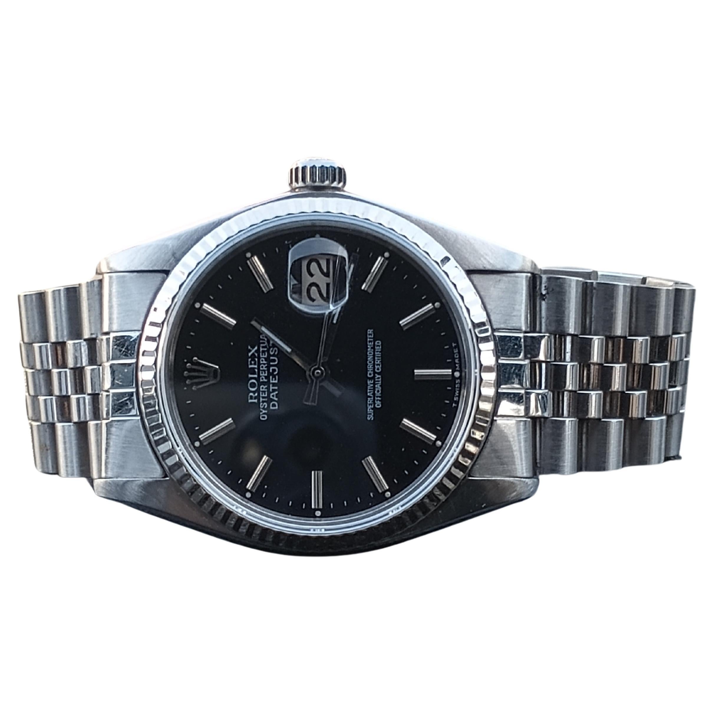 Rolex Datejust Factory Original Black Dial ref 16014 For Sale