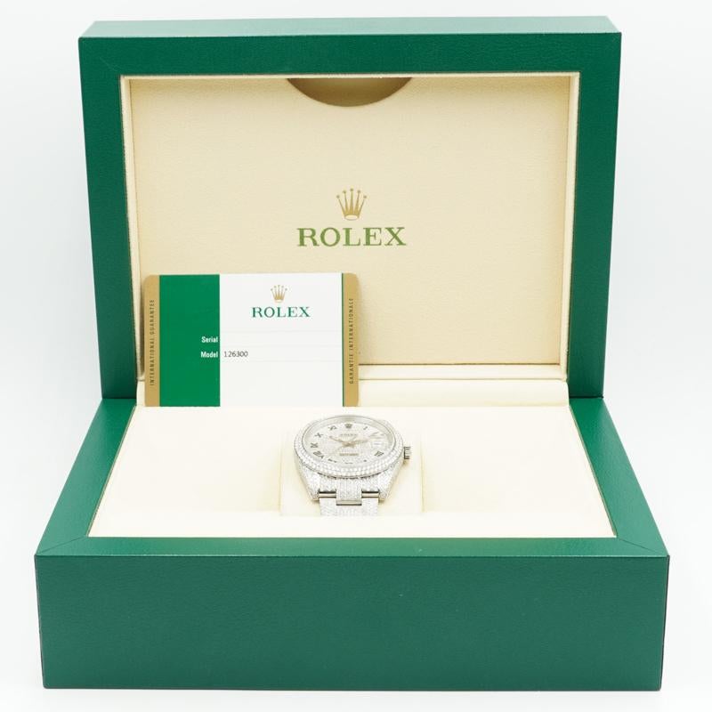 Rolex Datejust geflutet Diamant 126300 alle Prong Set 2