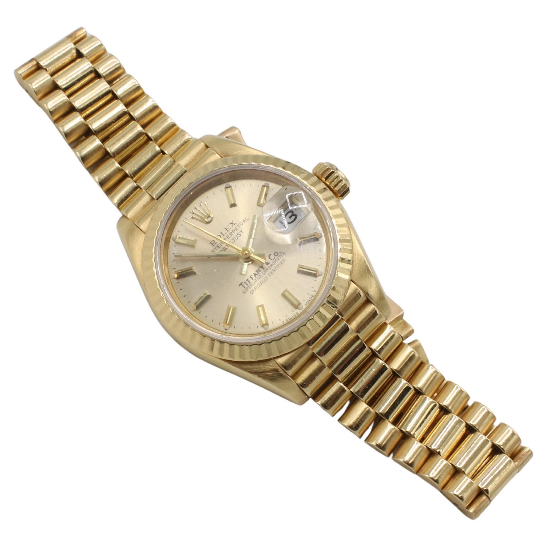 Rolex Datejust for Tiffany & Co. 18 Karat Yellow Gold 69178 In condizioni ottime in vendita a  Baltimore, MD