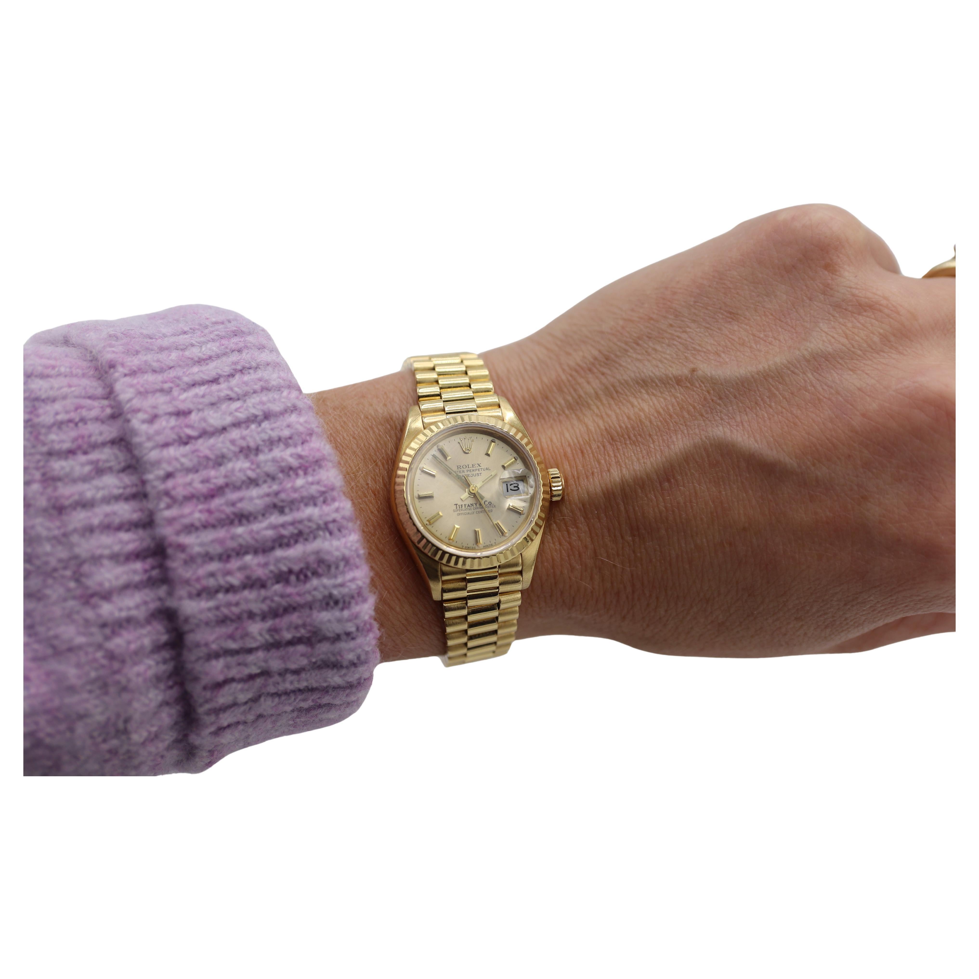 Donna Rolex Datejust for Tiffany & Co. 18 Karat Yellow Gold 69178 in vendita