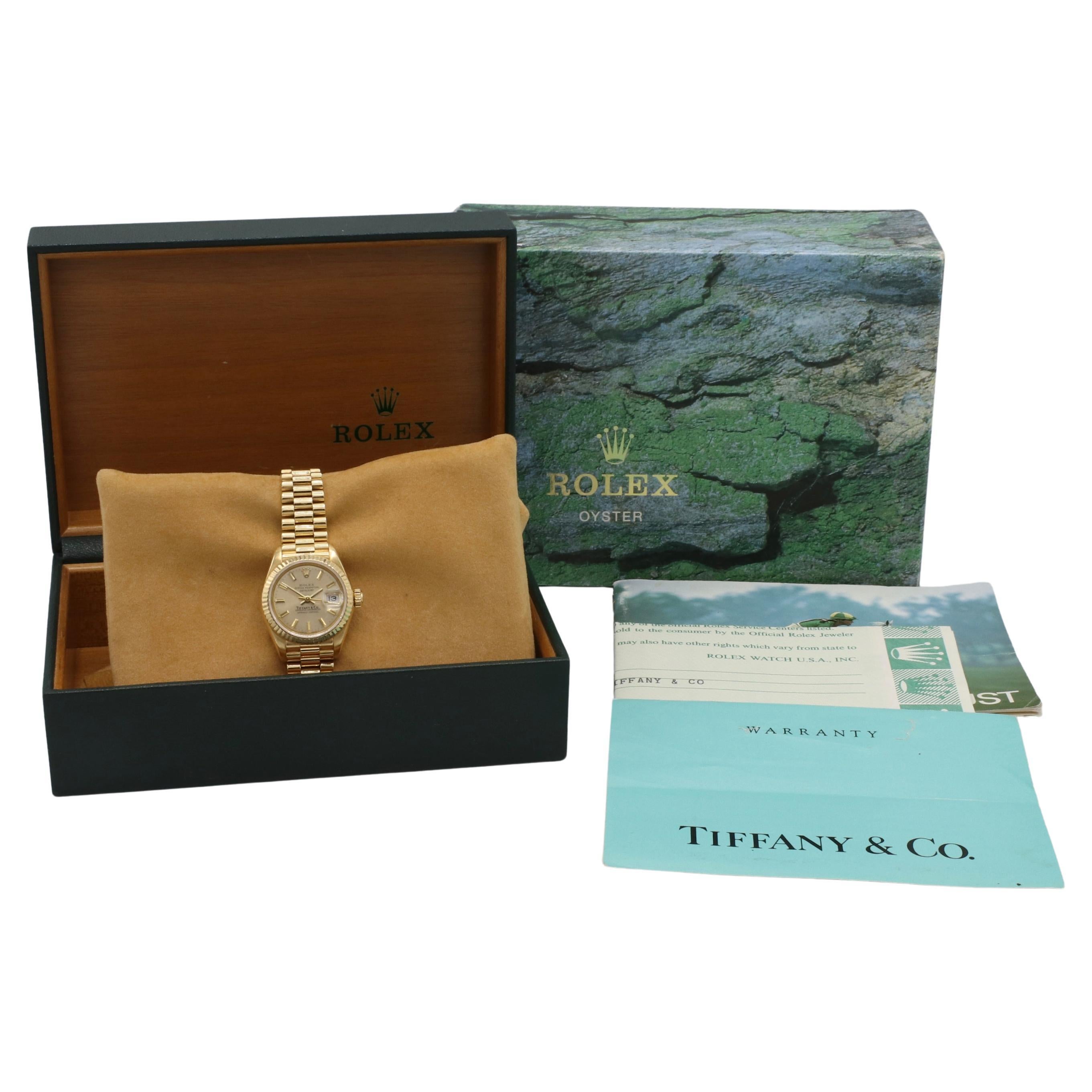 Rolex Datejust for Tiffany & Co. 18 Karat Yellow Gold 69178 in vendita