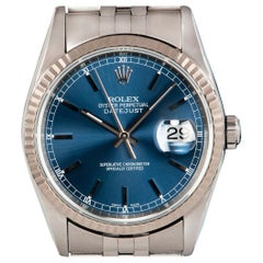 Used Rolex Datejust Gents Stainless Steel Blue Dial 16234 Automatic Wristwatch