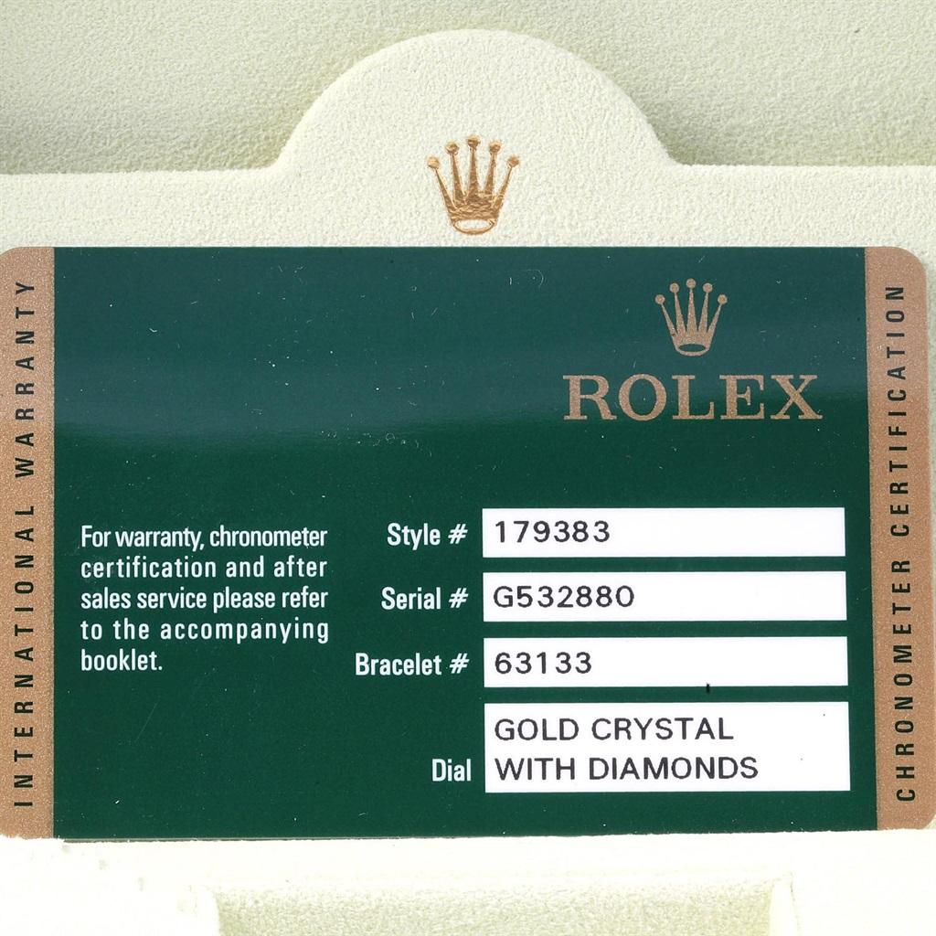 Rolex Datejust Gold Crystal Dial Steel Yellow Gold Diamond Watch 179383 For Sale 3