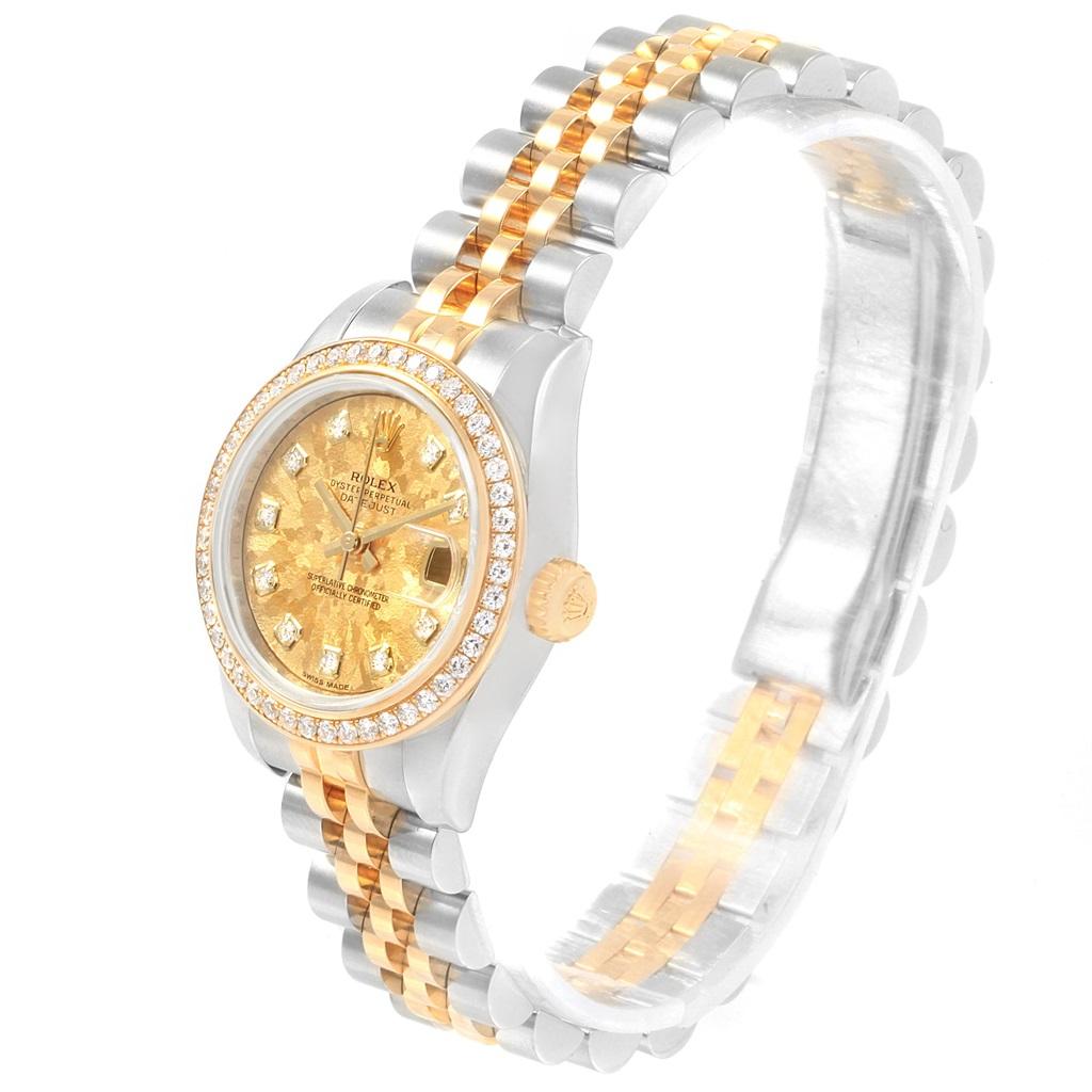 Rolex Datejust Gold Crystal Dial Steel Yellow Gold Diamond Watch 179383 In Excellent Condition For Sale In Atlanta, GA