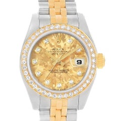 Rolex Datejust Gold Crystal Dial Steel Yellow Gold Diamond Watch 179383