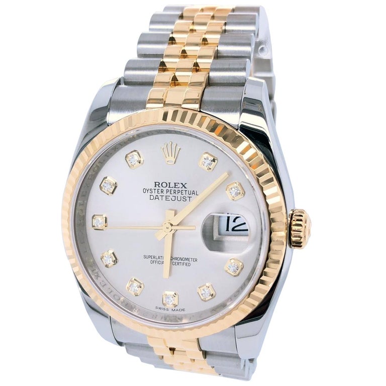 Rolex Montre Datejust Datejust en or/acier avec cadran en forme d'huître et  index en diamants 116233 En vente sur 1stDibs